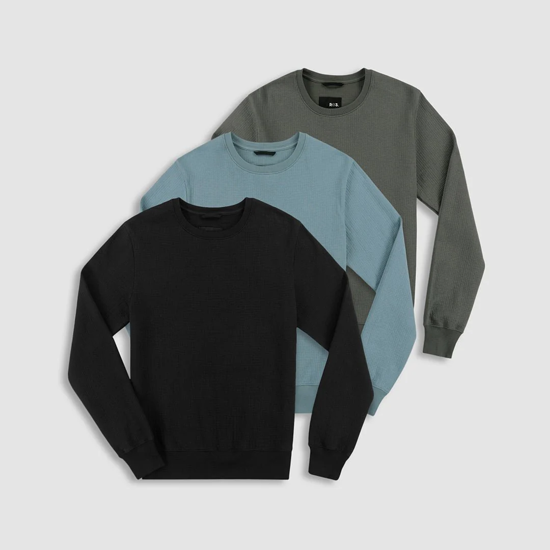 RO3 Dual Layer Crew Neck Sweatshirt Dusty Blue - Image 6