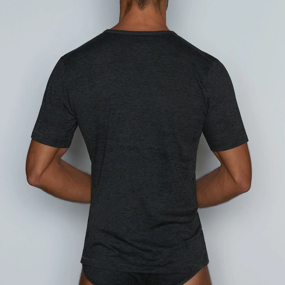 Hand Me Down V-Neck T-Shirt Coal Heather - Image 3