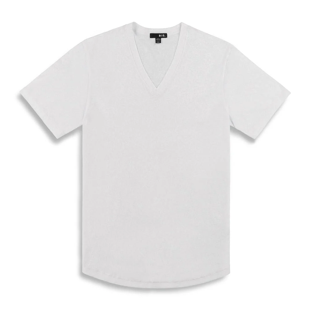 RO3 High Twist Summer V-Neck T-Shirt White - Image 3