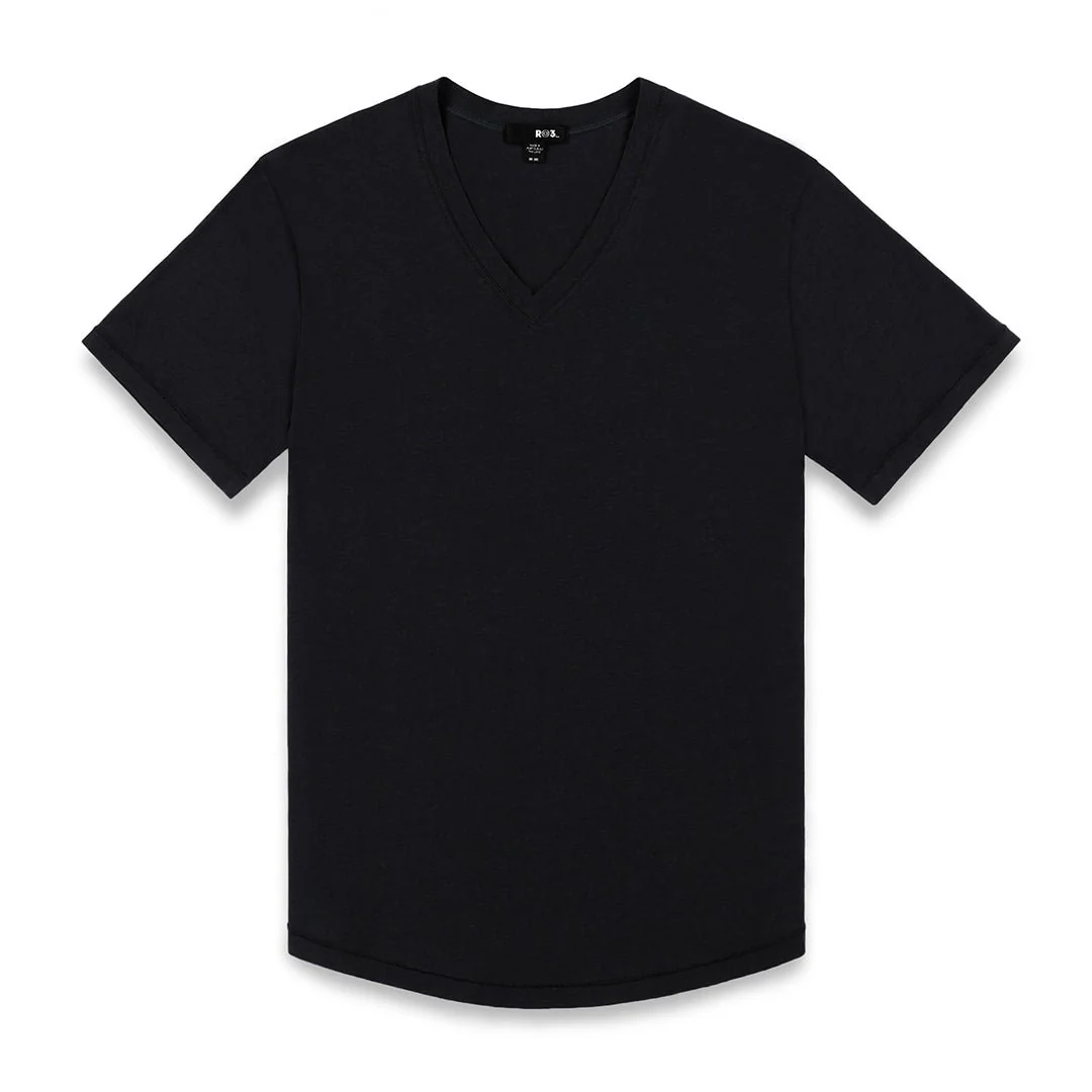 RO3 High Twist Summer V-Neck T-Shirt Black - Image 3