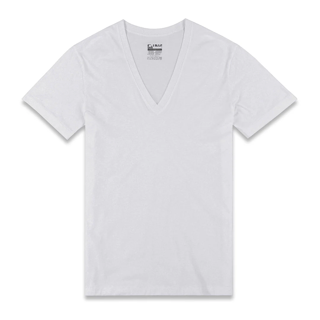 Layers Slim Deep V-Neck T-Shirt White - Image 3
