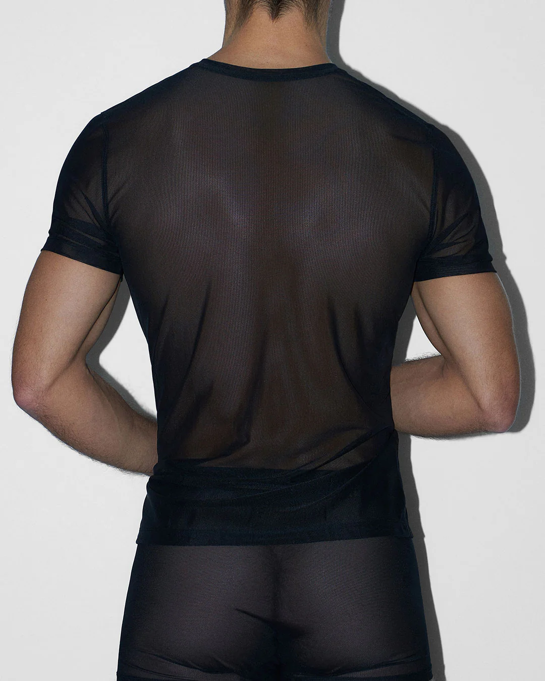 Sheer Crew Neck T-Shirt Black - Image 3