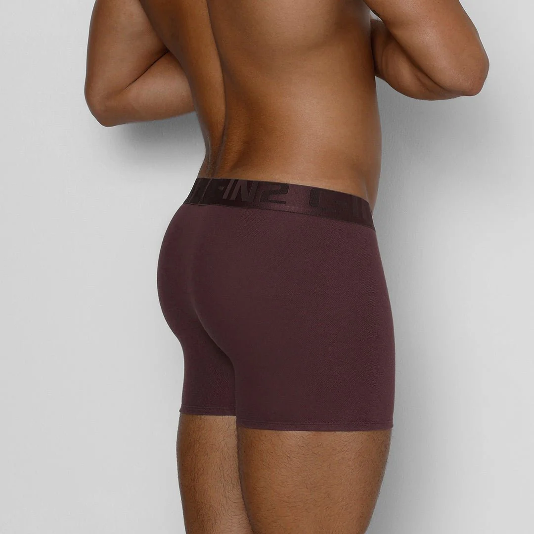 Quick-Dry Boxer Brief with Guard Rail Burgundy Red - Image 2