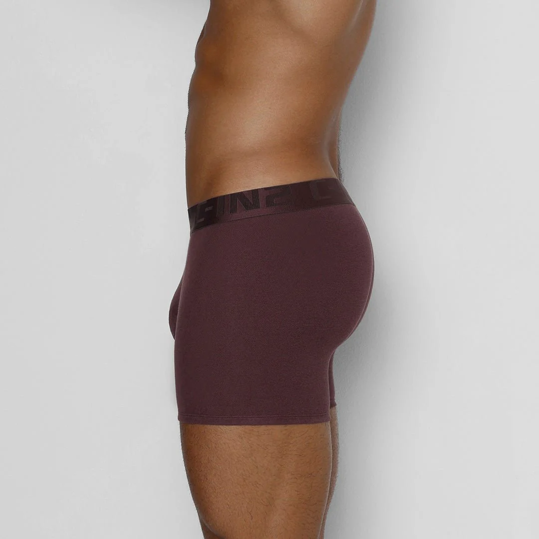Quick-Dry Boxer Brief with Guard Rail Burgundy Red - Image 3