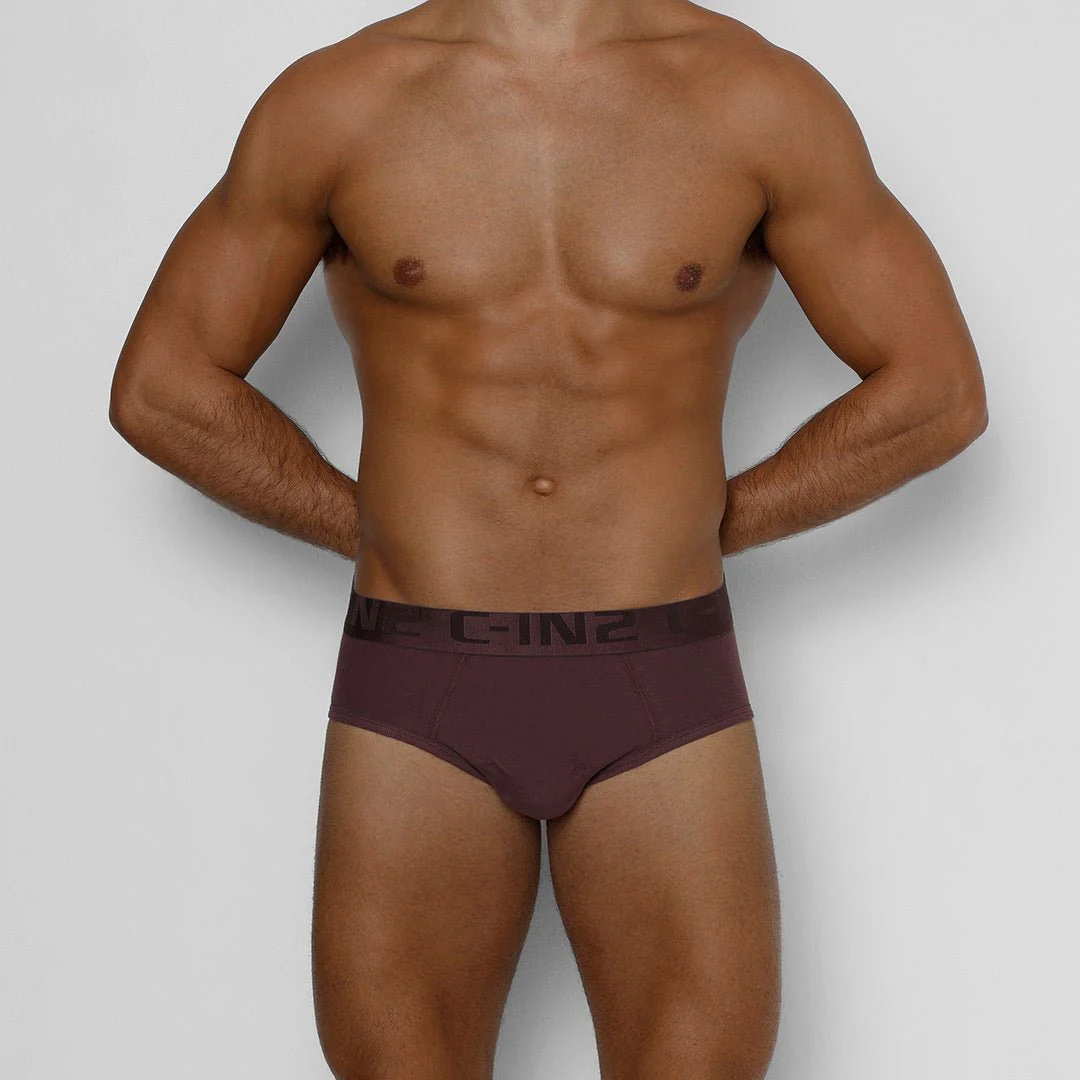 Quick-Dry Mid Rise Brief Burgundy Red