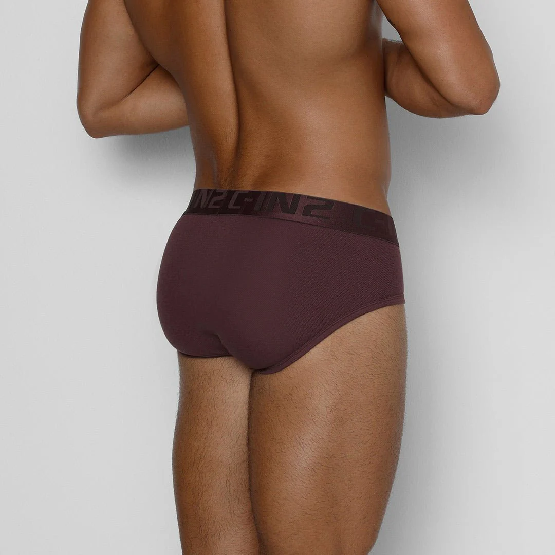 Quick-Dry Mid Rise Brief Burgundy Red - Image 2