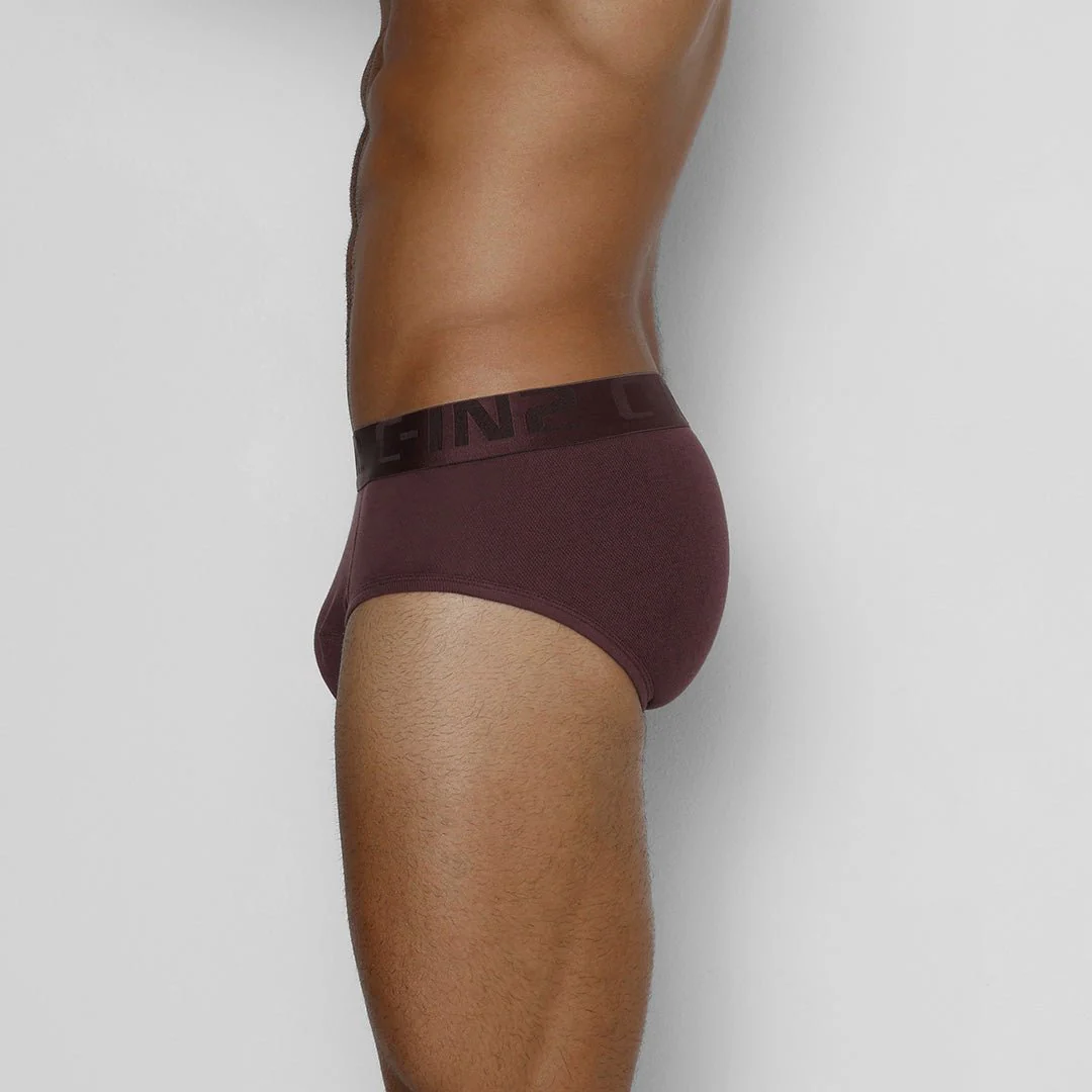 Quick-Dry Mid Rise Brief Burgundy Red - Image 3